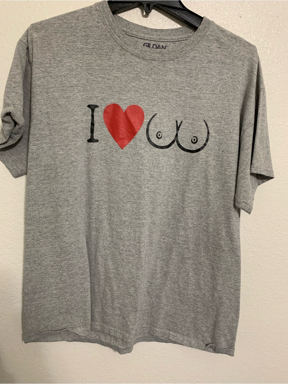 Gildan Gray Crewneck Tee with Purple Logo Print